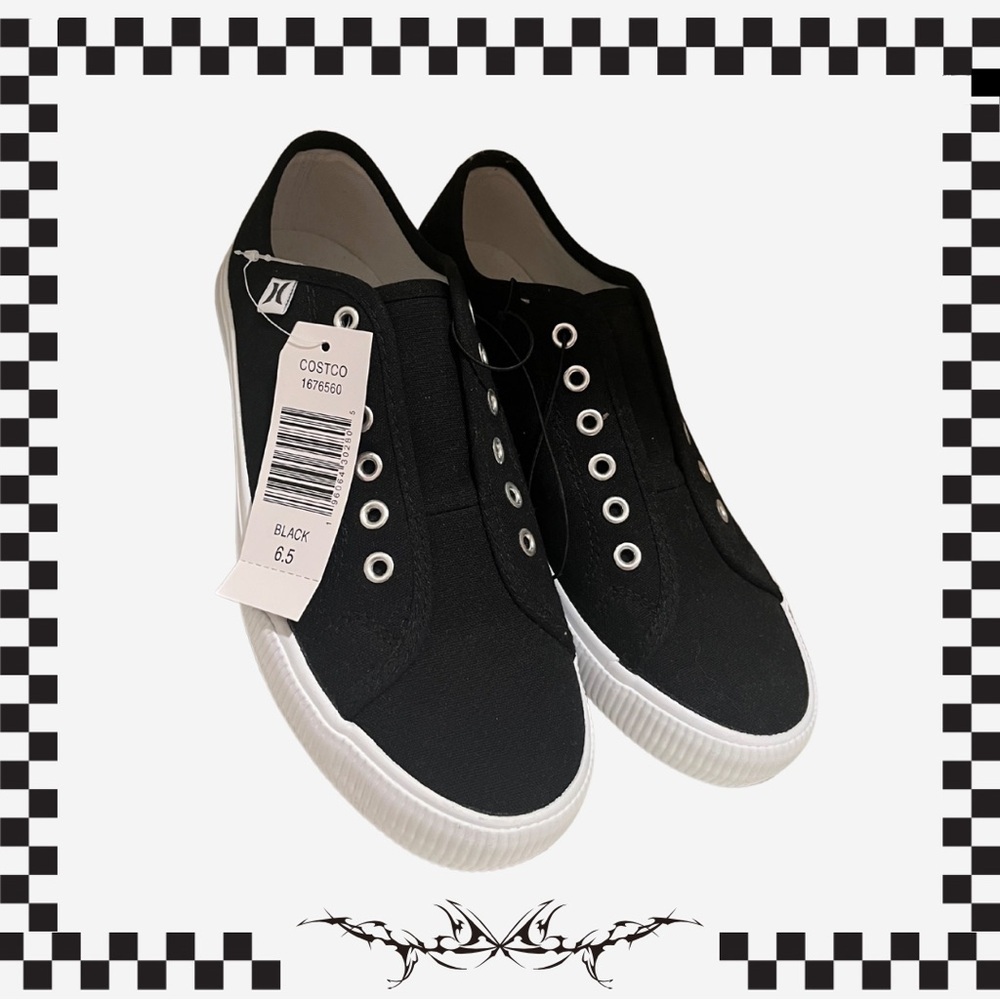 Hurley Skater Sneakers Black Y2K Harajuku Gyaru McBling Size 6.5 Deadstock